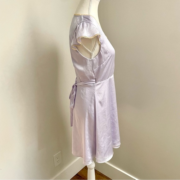 Aritzia Wilfred Mademoiselle Satin Dress Purple Lace Trim Size Small Coquette - Picture 9 of 13